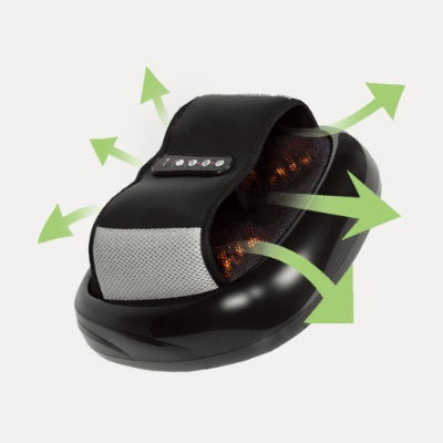 Compact heated foot massager with textured footbed and digital control panel in a modern home setting.