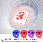 Red light therapy mask with full‑face LED coverage, adjustable strap, and rechargeable multi‑LED system.