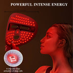 LED red light therapy face mask with even LED distribution, adjustable strap, and USB power.