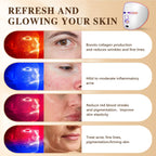 LED red light therapy face mask with even LED distribution, adjustable strap, and USB power.