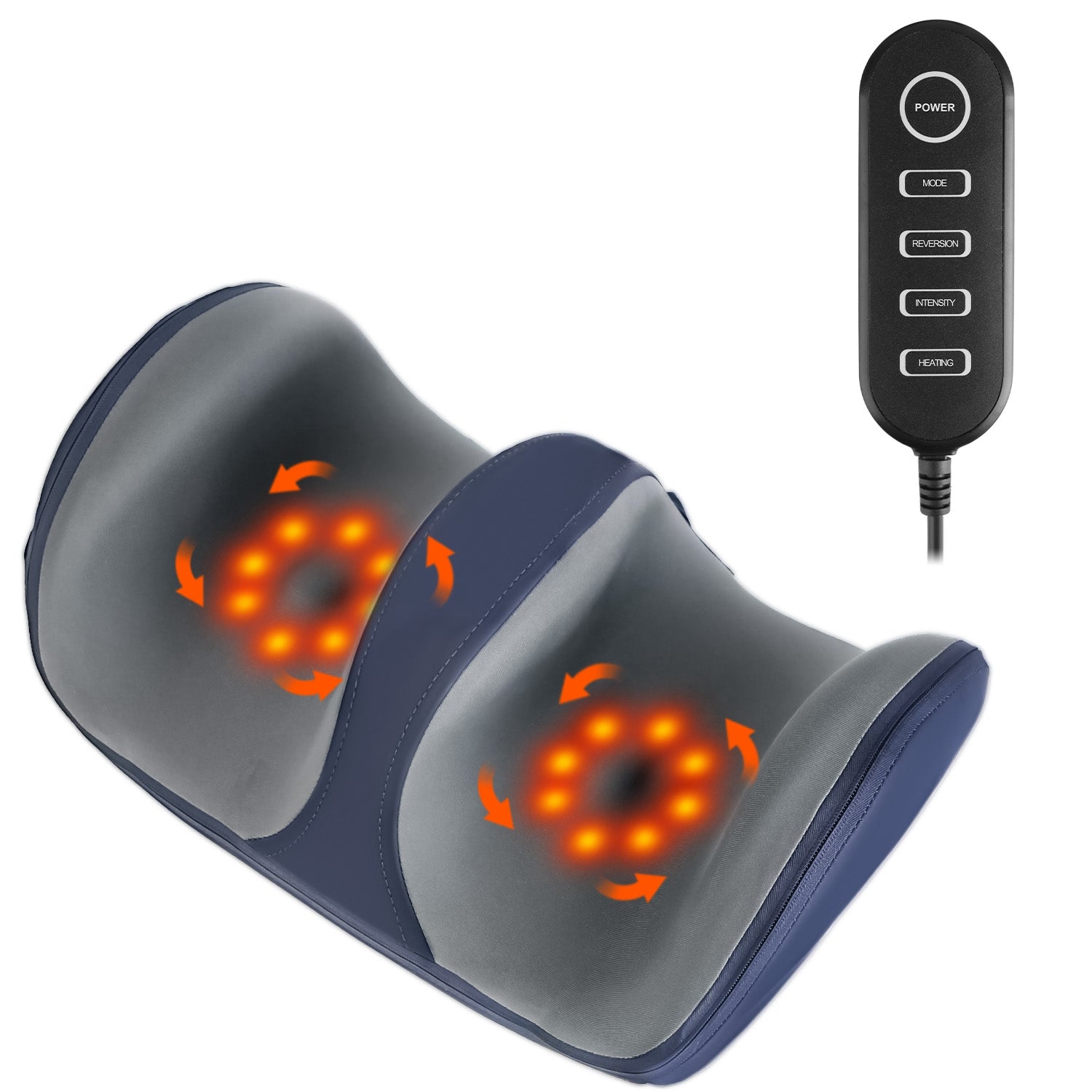 Shiatsu foot and calf massager with heat, enclosed chamber design, and digital controls in a modern home setting.