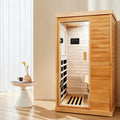 Aurora Standard‑S Solo 1‑person infrared sanctuary made of hemlock with tempered glass door