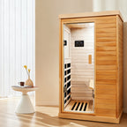 Aurora Standard‑S Solo 1‑person infrared sanctuary made of hemlock with tempered glass door