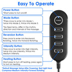 Shiatsu foot and calf massager with heat, enclosed chamber design, and digital controls in a modern home setting.