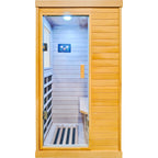 Aurora Standard‑S Solo 1‑person infrared sanctuary made of hemlock with tempered glass door