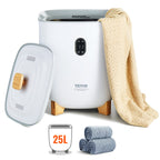 25L electric towel warmer with modern design, shown with towels placed inside for home or spa use.