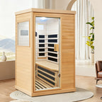Aurora Standard‑S Solo 1‑person infrared sanctuary made of hemlock with tempered glass door