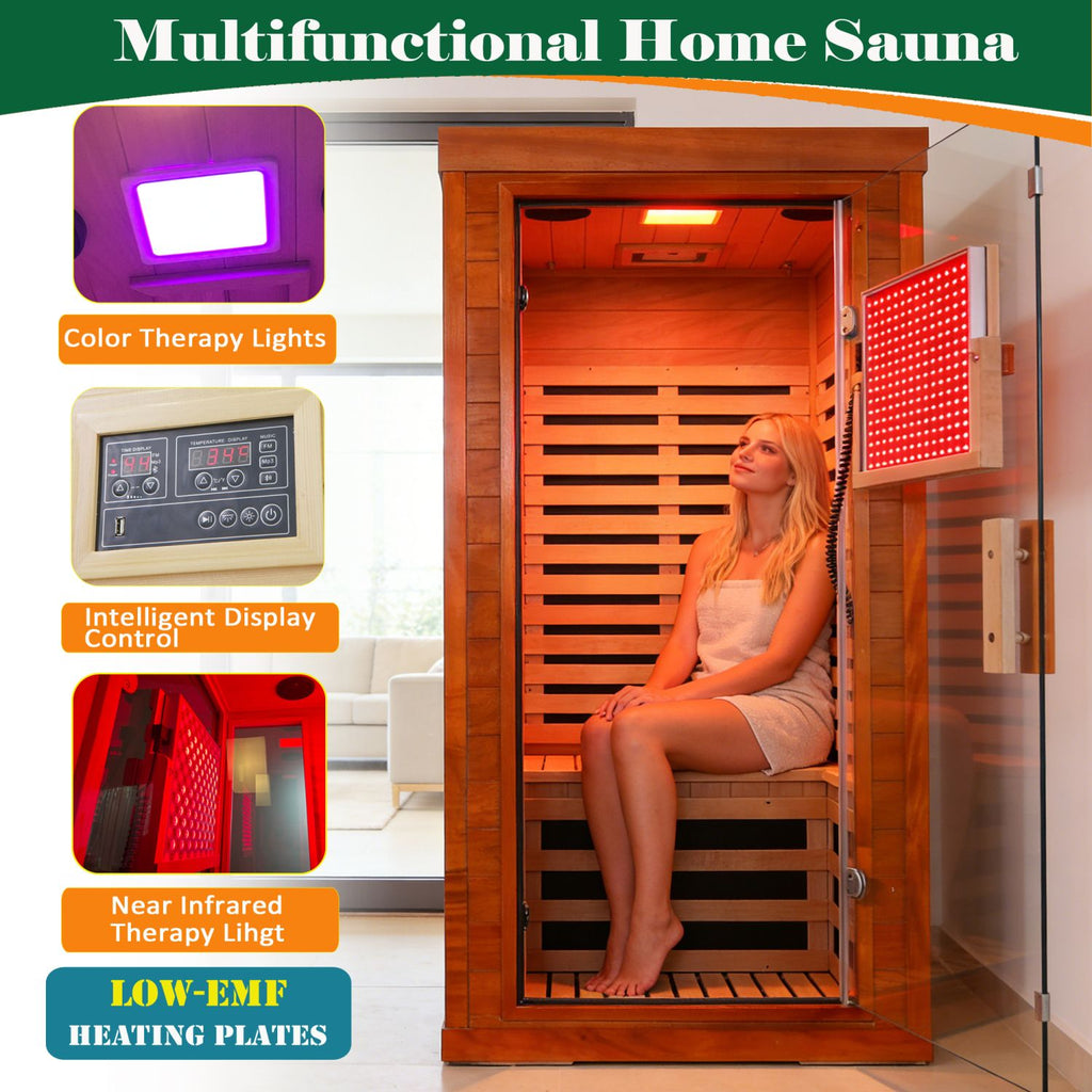 Aurora Studio 1-person infrared sanctuary with tempered glass and hemlock construction