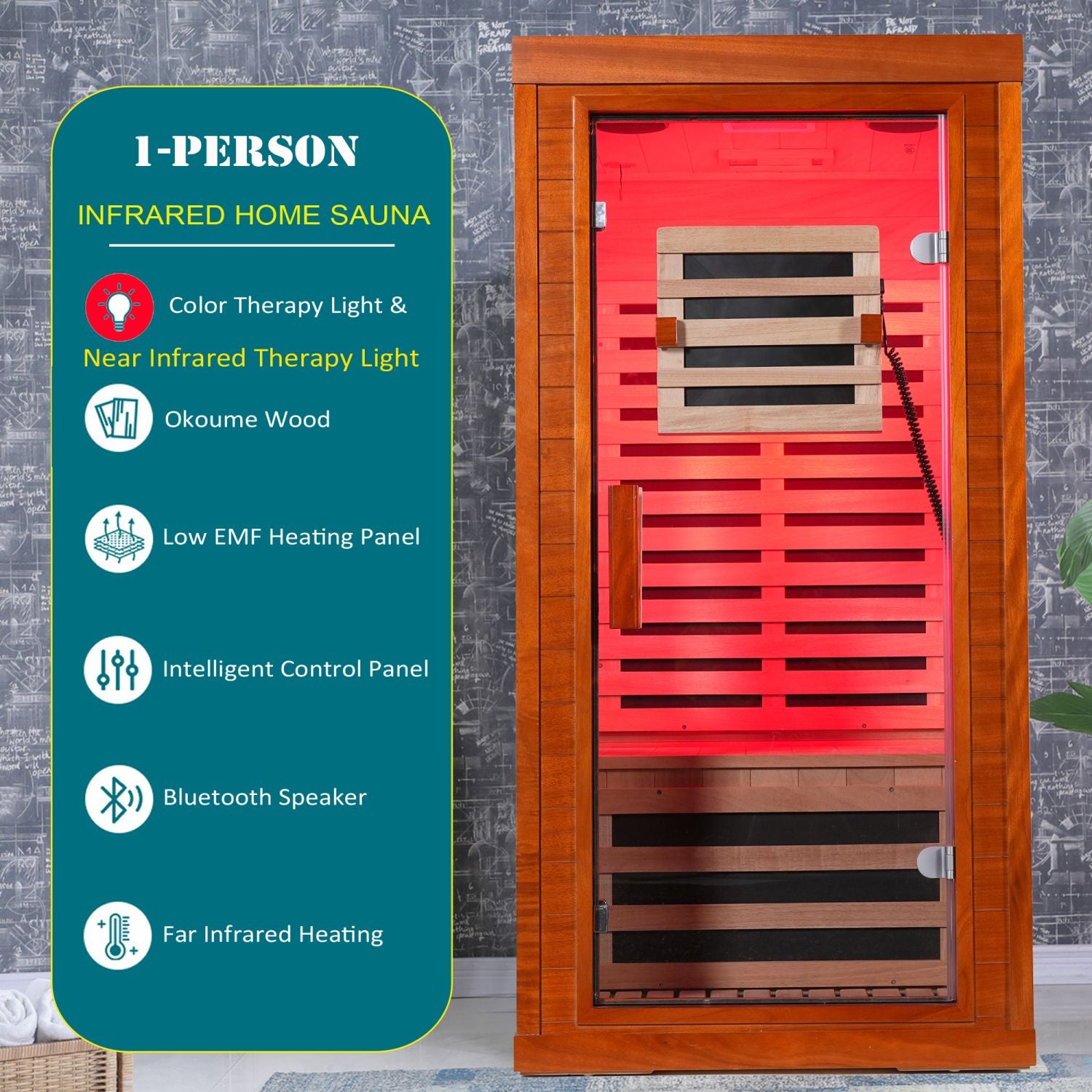Aurora Studio 1-person infrared sanctuary with tempered glass and hemlock construction