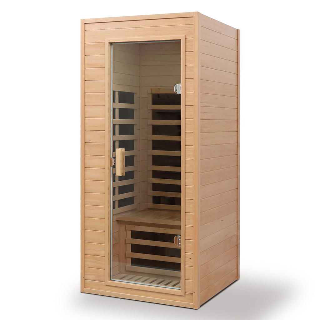 Aurora Classic Solo 1-person infrared sanctuary with framed tempered glass and hemlock construction