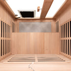 Aurora Vista 1-person infrared sanctuary with panoramic glass and hemlock construction