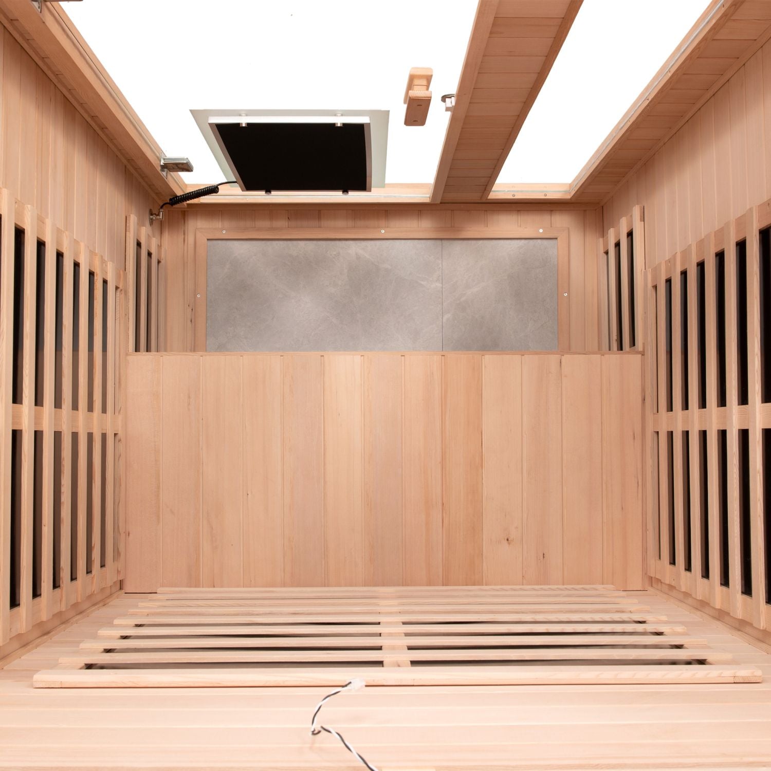Aurora Vista 1-person infrared sanctuary with panoramic glass and hemlock construction
