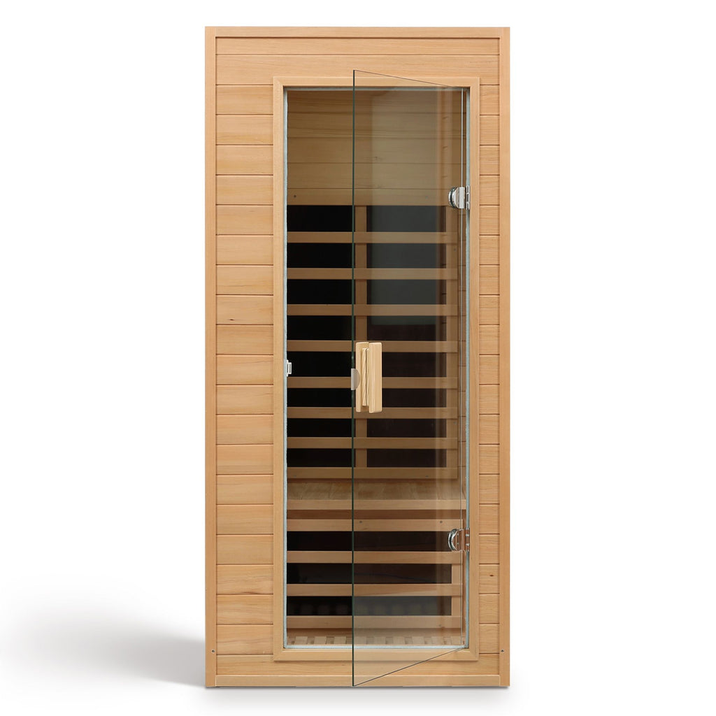 Aurora Classic Solo 1-person infrared sanctuary with framed tempered glass and hemlock construction