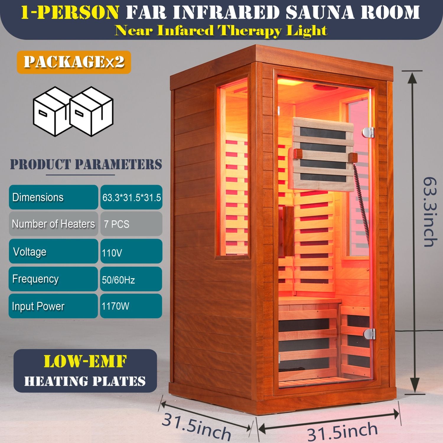 Aurora Studio 1-person infrared sanctuary with tempered glass and hemlock construction