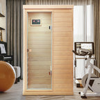 Aurora Standard 1-person infrared sanctuary made of hemlock with tempered glass door