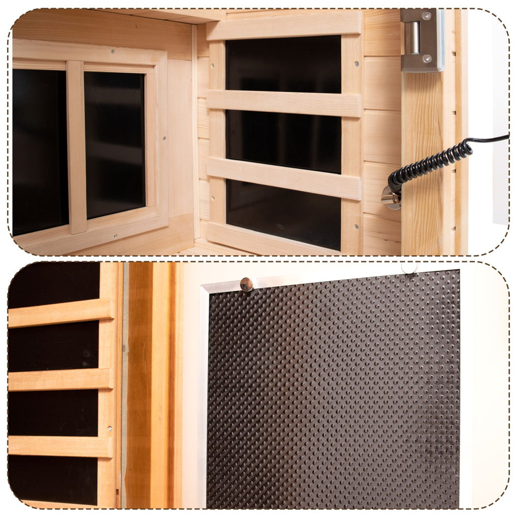 Aurora Vista 1-person infrared sanctuary with panoramic glass and hemlock construction