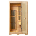 Aurora Vista Solo 1-person infrared sanctuary with full-glass facade and hemlock construction