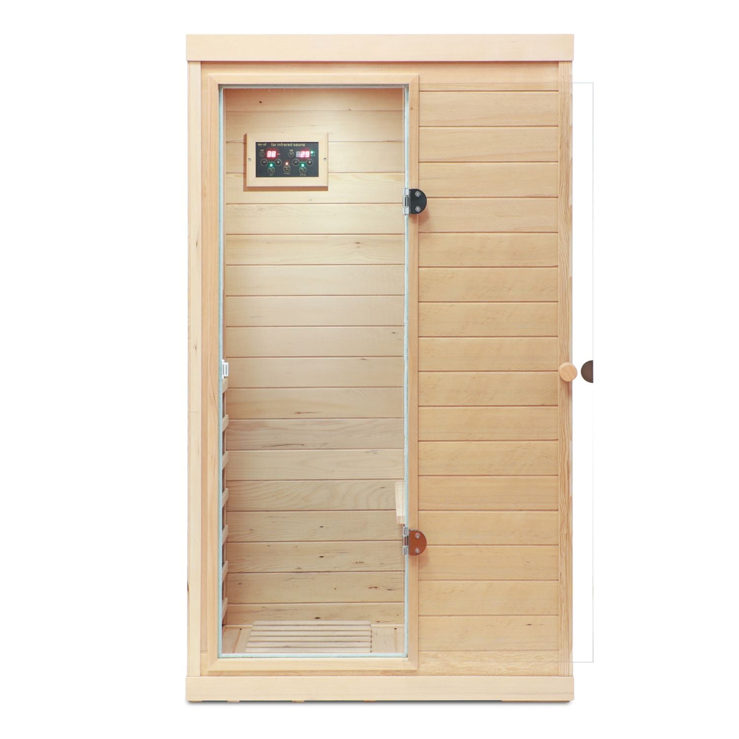 Aurora Standard 1-person infrared sanctuary made of hemlock with tempered glass door