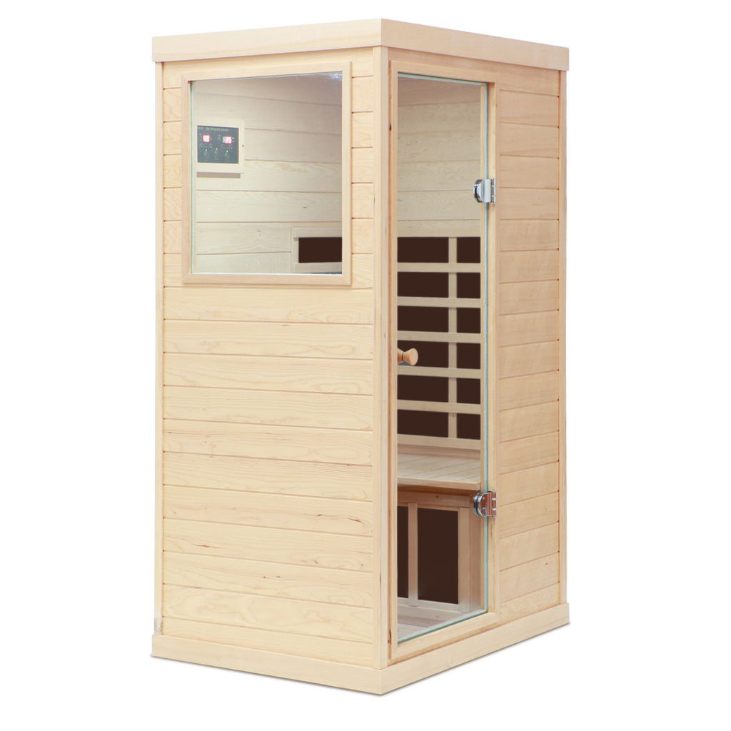 Aurora Standard 1-person infrared sanctuary made of hemlock with tempered glass door