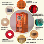 Aurora Studio 1-person infrared sanctuary with tempered glass and hemlock construction