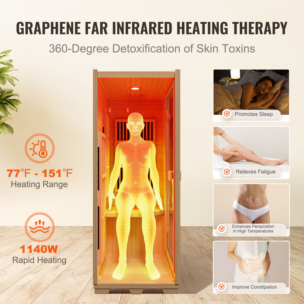 Aurora Vista Solo 1-person infrared sanctuary with full-glass facade and hemlock construction