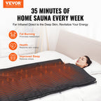 Infrared sauna blanket in gray with full‑length wrap design and handheld temperature controller.