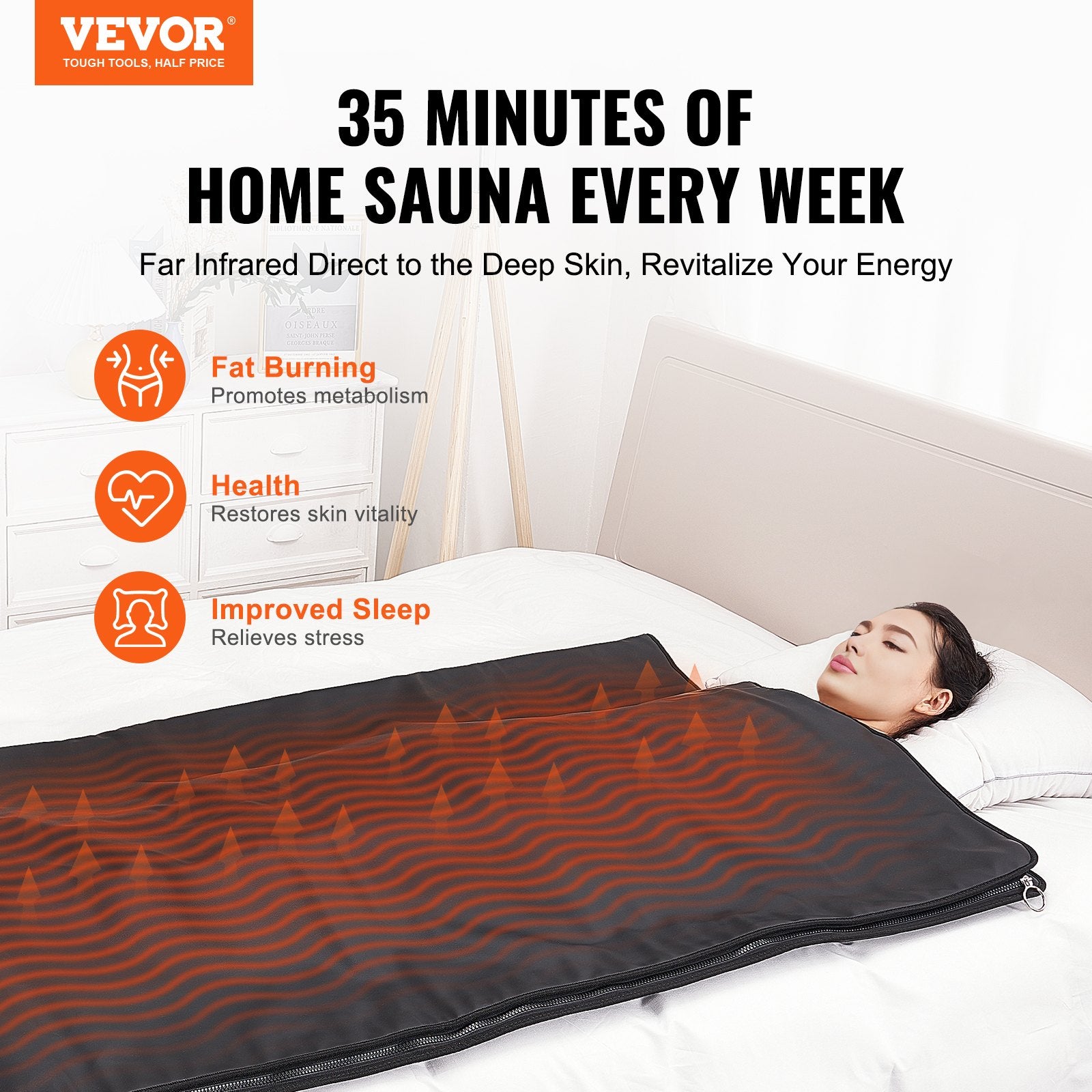 Infrared sauna blanket in gray with full‑length wrap design and handheld temperature controller.