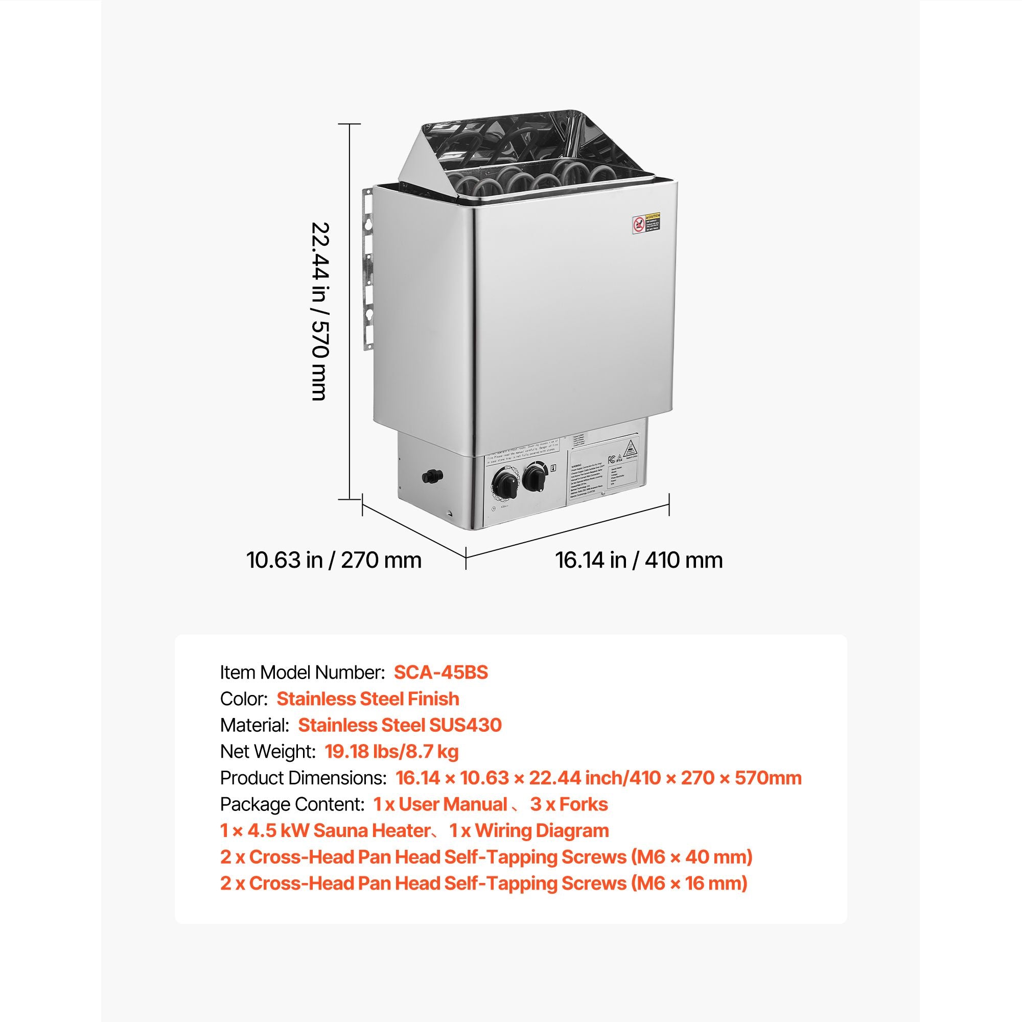 The Aurora Core | 4.5KW Stainless Steel Traditional Convective Heater Core Uni