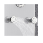 Macro architectural detail of the Aurora IV Compact brushed 304 stainless steel control dials and precision-engineered sanctuary interface.