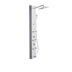 Side profile of Aurora IV Compact Architectural Infrastructure tower in brushed 304 stainless steel highlighting the slim sanctuary-grade design.