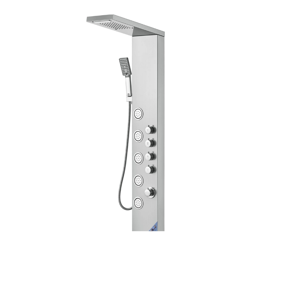 Aurora IV Prime Adaptive Recovery Tower in Brushed 304 Stainless Steel featuring 5-Jet Precision Massage Array and High-Flow Sanctuary Spout.