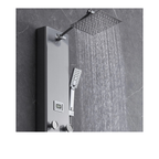 Aurora V Matrix Architectural Infrastructure in action featuring the high-pressure rainfall head and handheld spray on a slate-textured sanctuary wall.