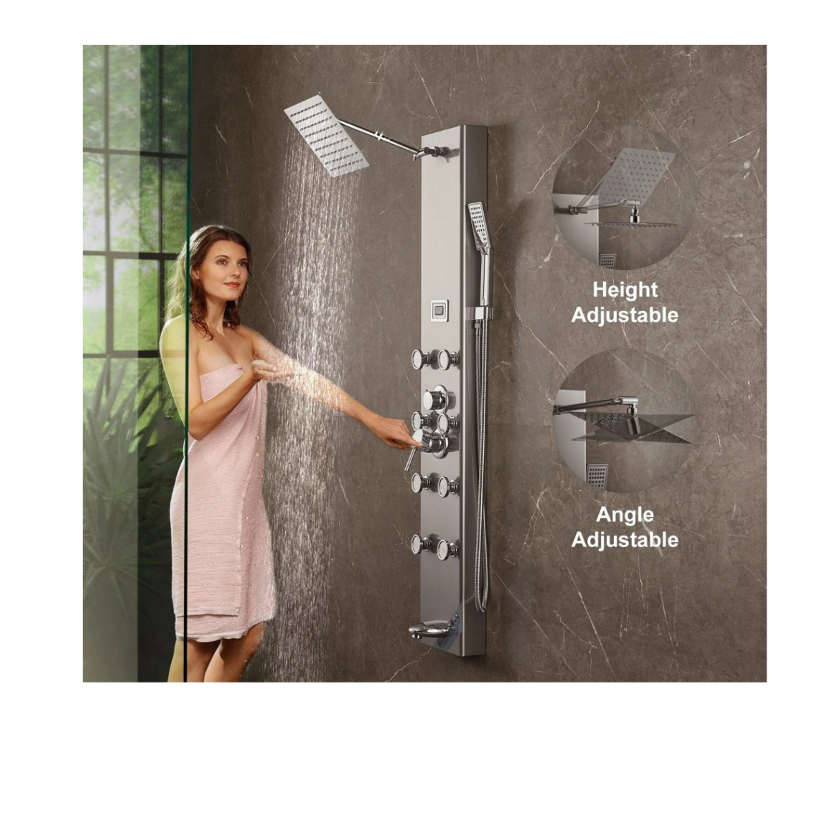 Aurora V Matrix Architectural Infrastructure lifestyle view highlighting height and angle adjustable precision spray nozzles in a modern home sanctuary.