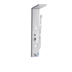 Full architectural profile of the Aurora V+ High-Flow 304 Stainless Steel Tower featuring dual large-area massage jets and optimized high-volume valving.
