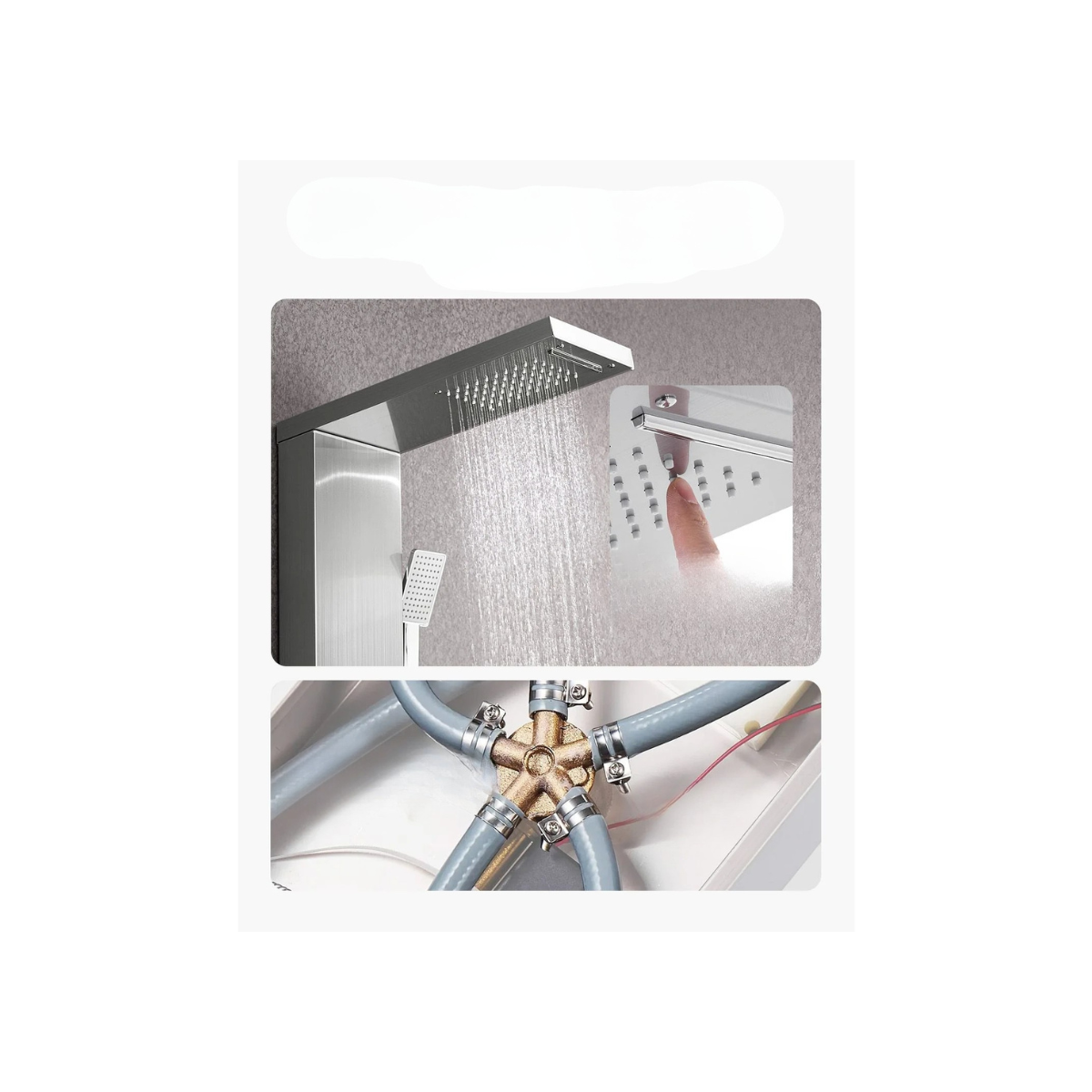 Macro architectural details of the Aurora V Pro featuring marine-grade 304 stainless steel, anti-clog silicone nozzles, and an anti-corrosion brass valve sanctuary system.