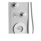 Functional command manifold of the Aurora VI featuring the circular hydro-massage jets and knurled control knobs in marine-grade 304 stainless steel.