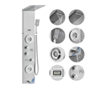 Functional matrix of the Aurora VI Architectural Infrastructure 6-in-1 Tower featuring macro details of the hydroelectric interface, precision nozzles, and marine-grade 304 stainless steel components.