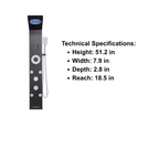 Primary architectural profile of the Aurora VI Mist Sensory Tower in Obsidian Matte Black, featuring a 6-function interface and integrated digital display.