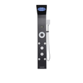 Aurora VI Mist Obsidian Stealth Infrastructure 6-Function Matte Black Shower Tower with Hydroelectric Sanctuary Interface and Precision Mist Array.