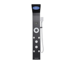 Aurora VI Mist Obsidian Stealth Infrastructure 6-Function Matte Black Shower Tower with Hydroelectric Sanctuary Interface and Precision Mist Array.